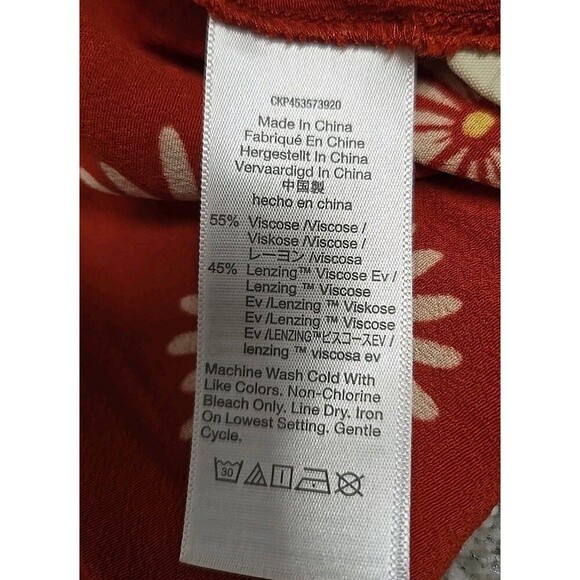 Madewell Ruffle-Edge Wrap Midi Dress Floral Daisy Daydream Orange Clay Size XL - Picture 7 of 10